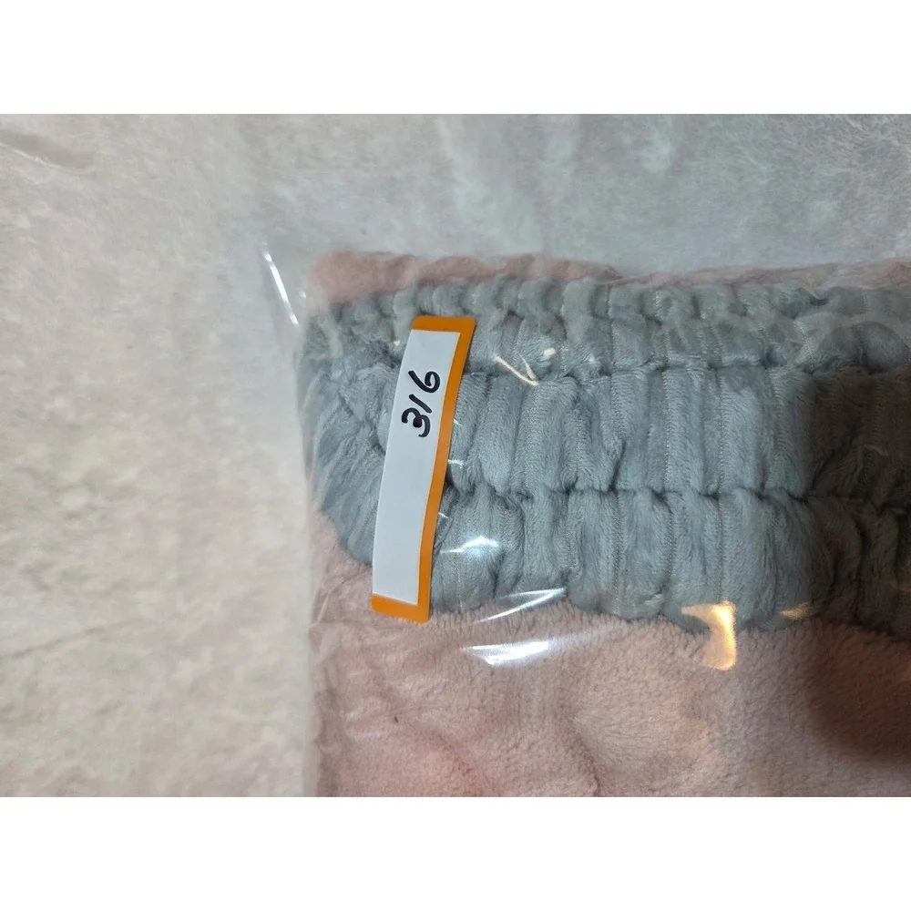 316 Pink Gray Plush Baby Blanket 30x36 Soft Fleece Nursery Security Lovey